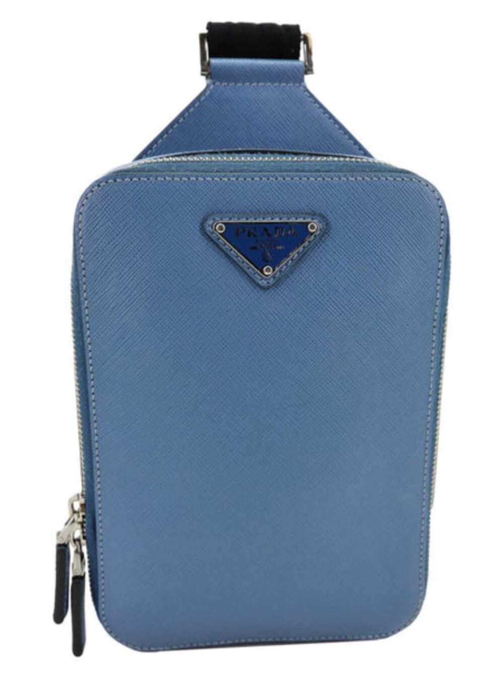 Prada Brique Saffiano Leather Sling Crossbody Bag Blue